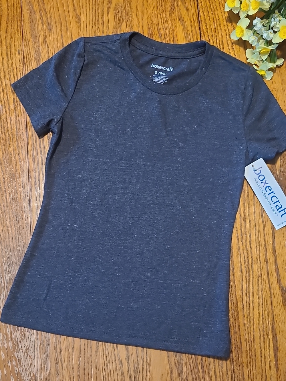 boxercraft NWT Kids Short Sleeve Crew Neck Tee - Dark Heather Gray